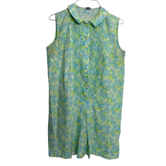 Vintage Ship 'N Shore Dress Summer Fruits Size 10 Button down Pleated - Picture 1 of 6